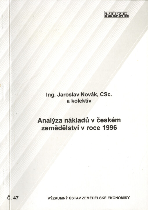 Analýza nákladů v českém zemědělství v roce 1996