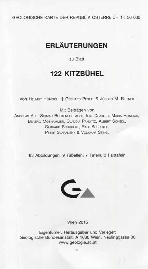 Geologische Karte der Republik Österreich 1 : 50 000 : Erläuterungen zu Blatt 122 Kitzbühel