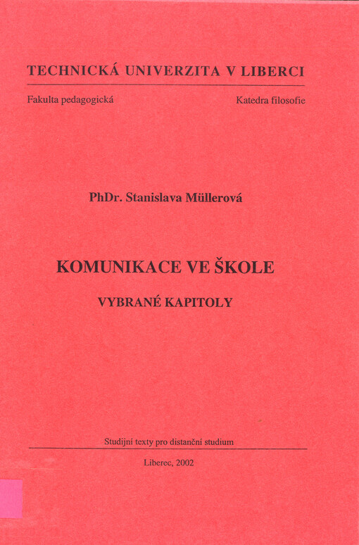 Komunikace ve škole : vybrané kapitoly