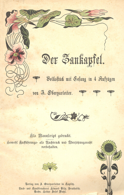 Der Zankapfel: Volksstück mit Gesank in 4 Aufzügen