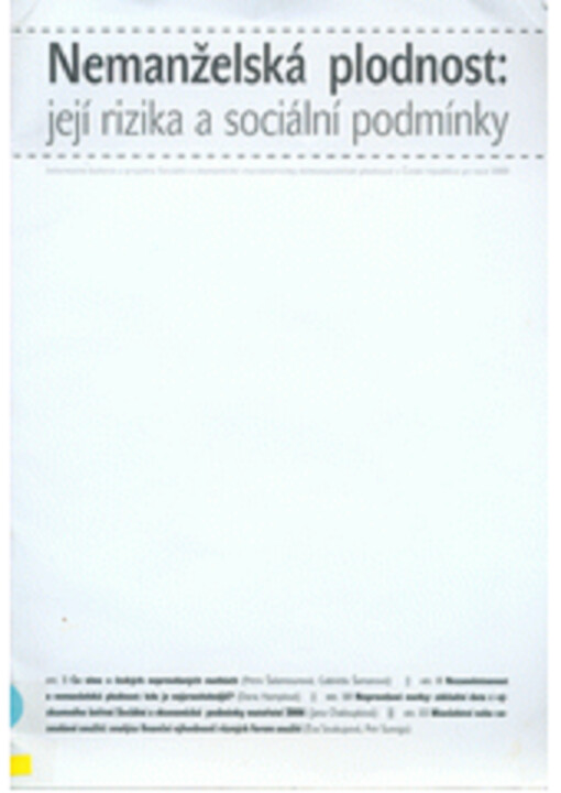Nemanželská plodnost: její rizika a sociální podmínky: informační bulletin z projektu Sociální a ekonomické charakteristiky mimomanželské plodnosti v České republice po roce 1989