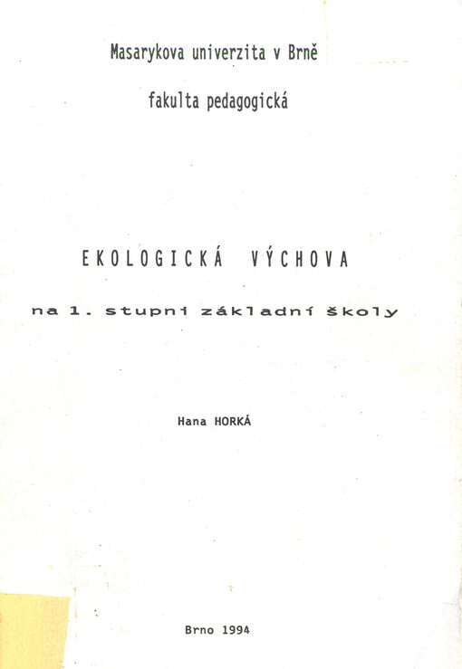 Ekologická výchova na 1. stupni základní školy