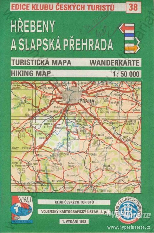 Hřebeny a Slapská přehrada turistická mapa 1:50 000