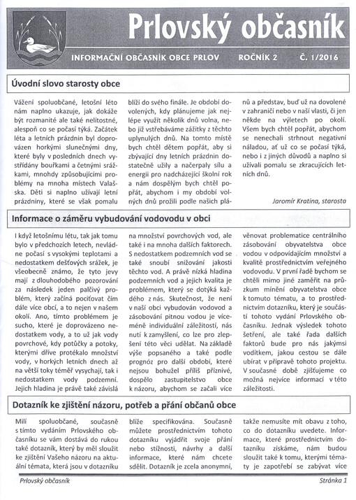 Prlovský občasník : informační občasník obce Prlov