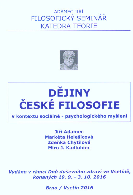 Dějiny české filosofie v kontextu sociálně-psychologického myšlení