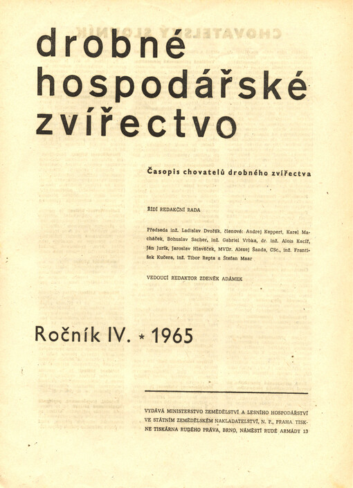 Drobné hospodářské zvířectvo : časopis chovatelů drobného zvířectva