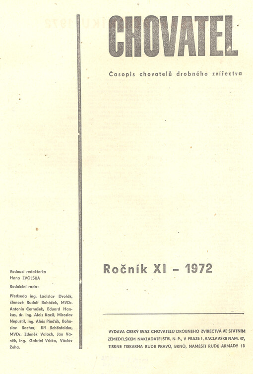 Chovatel : odborně zájmový měsíčník Českého svazu chovatelů