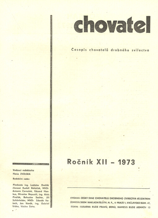 Chovatel : odborně zájmový měsíčník Českého svazu chovatelů