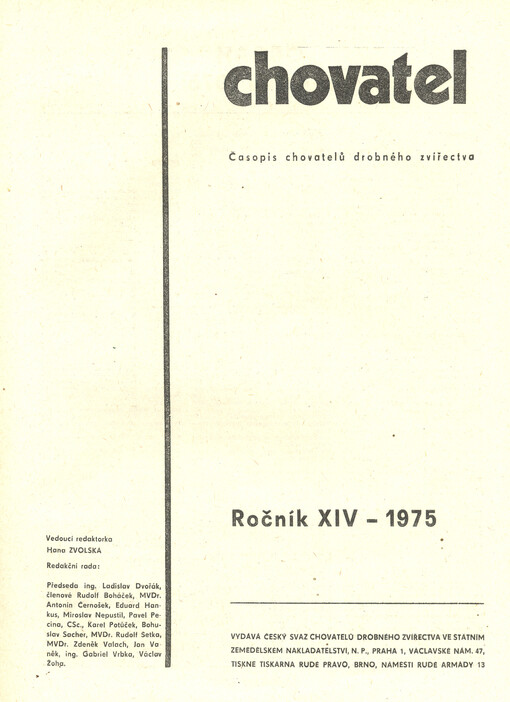 Chovatel : odborně zájmový měsíčník Českého svazu chovatelů