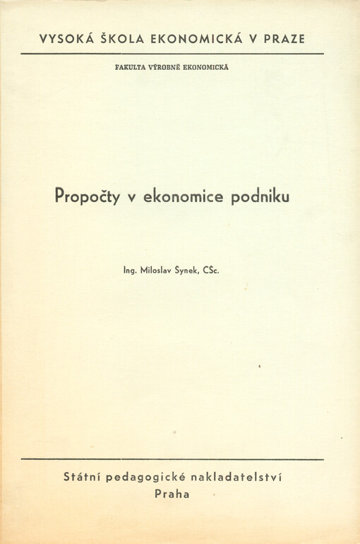 Propočty v ekonomice podniku