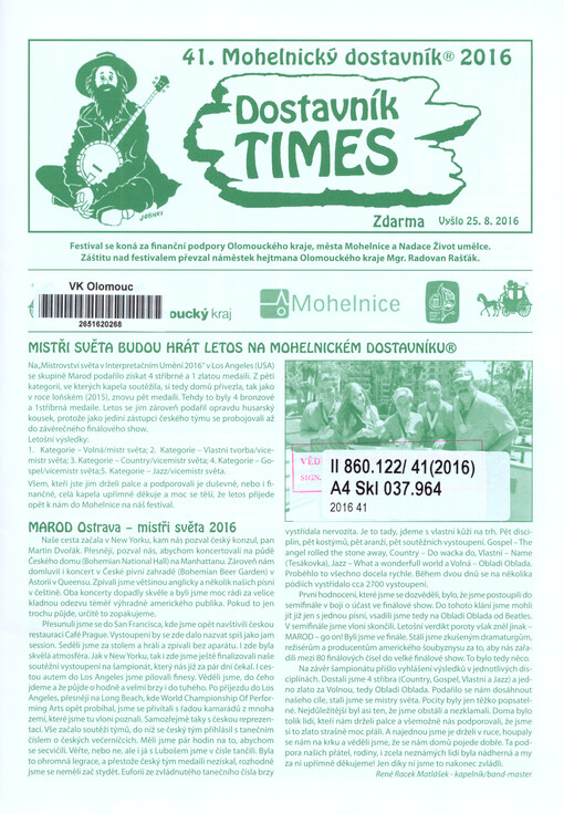 Dostavník times :... Mohelnický dostavník