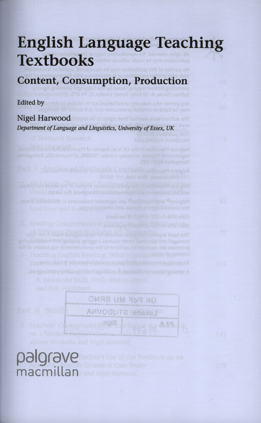 English language teaching textbooks :content, consumption, production