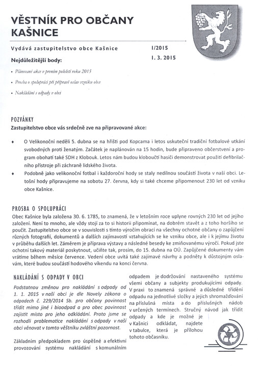 Věstník pro občany Kašnice
