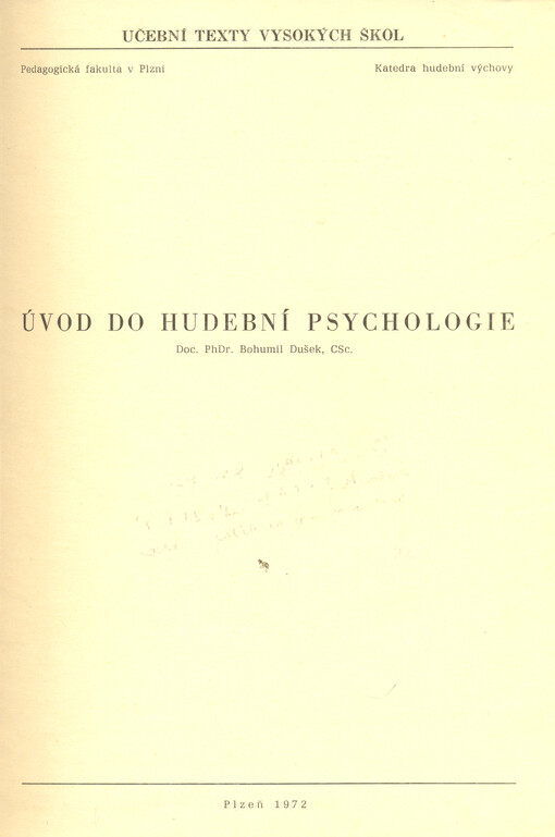 Úvod do hudební psychologie