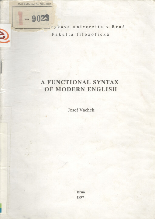 A functional syntax of modern English