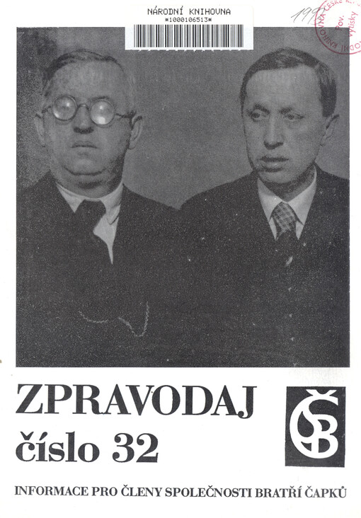 Zpravodaj Společnosti bratří Čapků číslo ... : Informace pro členy Společnosti bratří Čapků