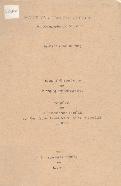 Kritische Texte und Deutungen. Vierter Band, Autobiographische Schriften. I