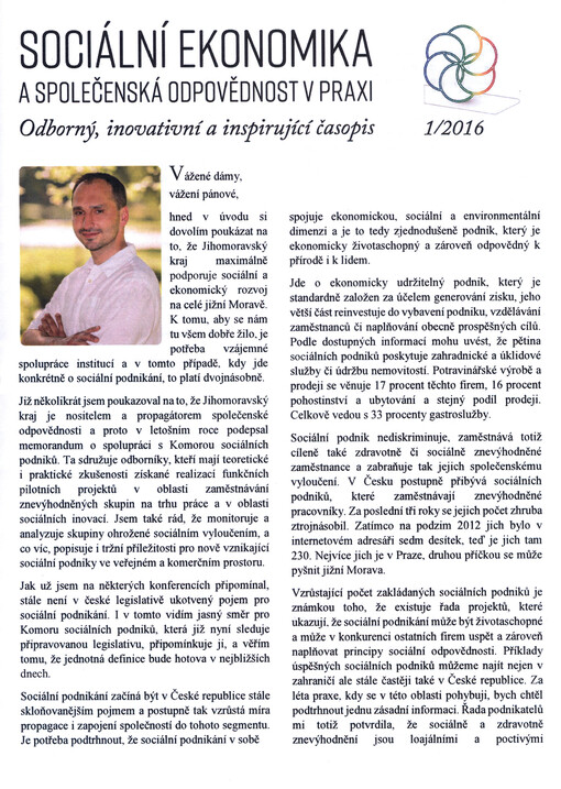 Sociální ekonomika a společenská odpovědnost v praxi : odborný, inovativní a inspirující časopis