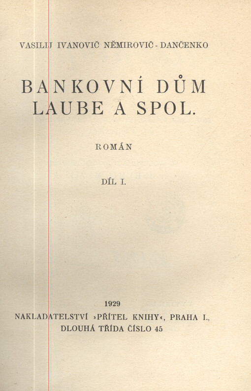Bankovní dům Laube a spol. :román