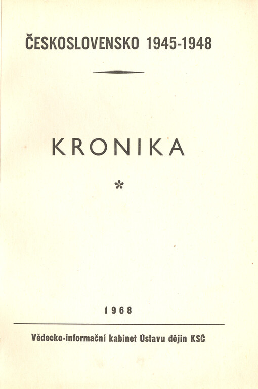 Československo 1945-1948 :kronika