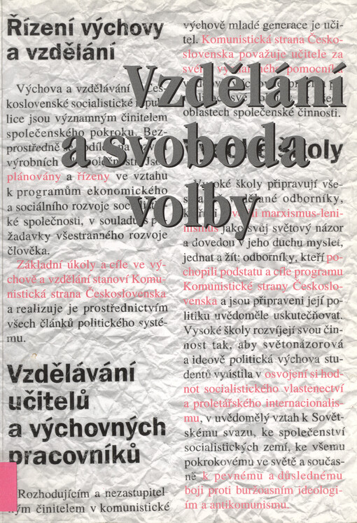 Vzdělání a svoboda volby : sborník z konference Praha 7.- 9. června 1993