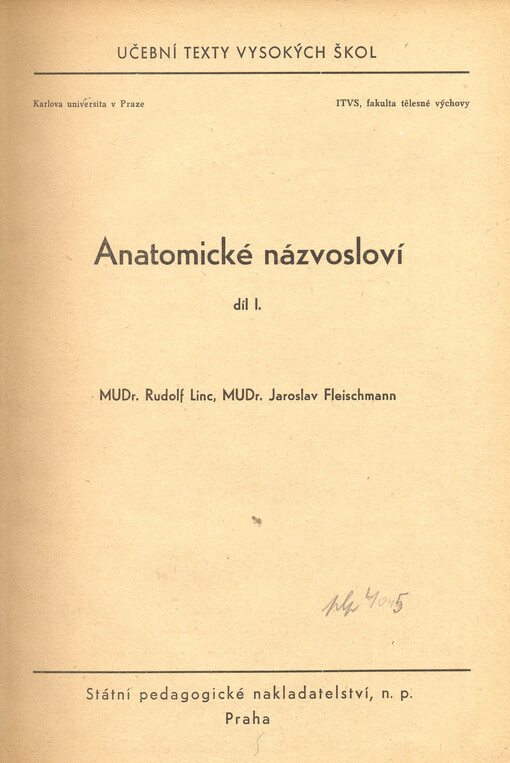 Anatomické názvosloví.Díl I.