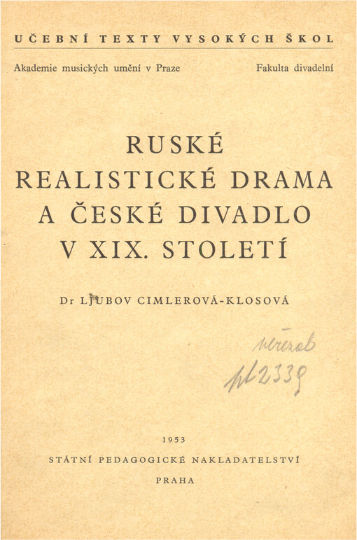 Ruské realistické drama a české divadlo v XIX. století