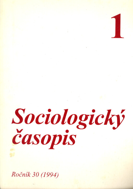 Sociologický časopis = Czech sociological review = Revue de sociologie = Sociological review = Sociologičeskij žurnal = Sociologische Zeitschrift