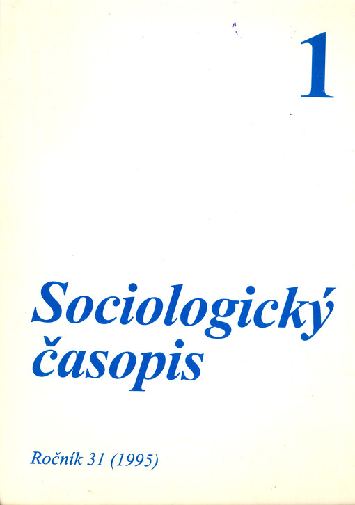 Sociologický časopis = Czech sociological review = Revue de sociologie = Sociological review = Sociologičeskij žurnal = Sociologische Zeitschrift