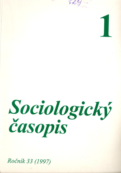 Sociologický časopis = Czech sociological review = Revue de sociologie = Sociological review = Sociologičeskij žurnal = Sociologische Zeitschrift