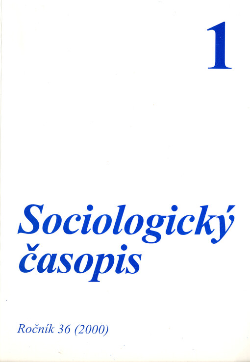 Sociologický časopis = Czech sociological review = Revue de sociologie = Sociological review = Sociologičeskij žurnal = Sociologische Zeitschrift