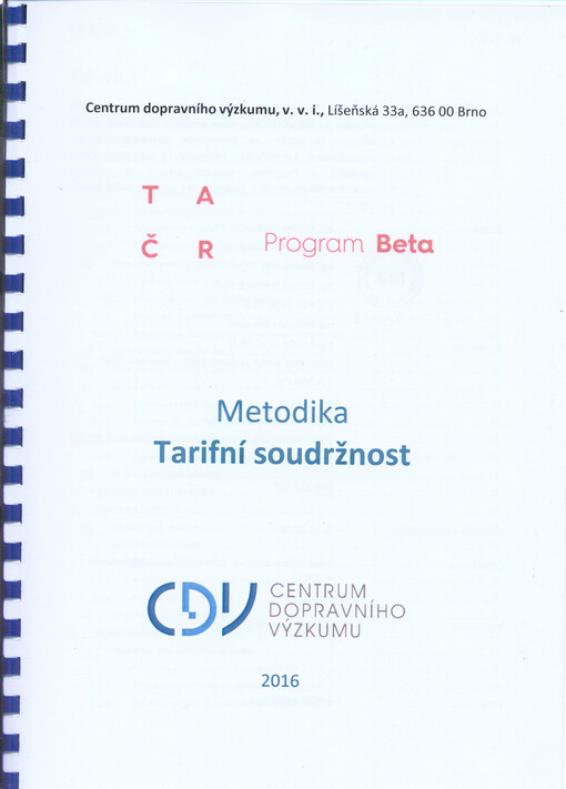 Tarifní soudržnost : metodika