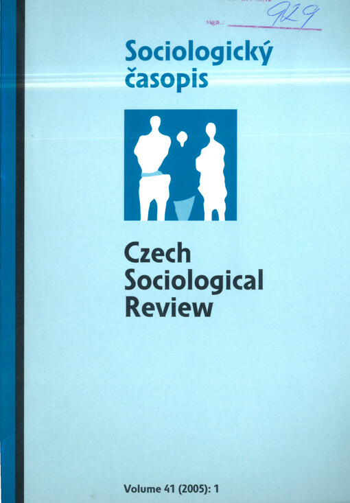 Sociologický časopis = Czech sociological review = Revue de sociologie = Sociological review = Sociologičeskij žurnal = Sociologische Zeitschrift