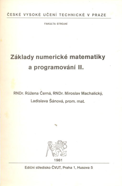 Základy numerické matematiky a programování II