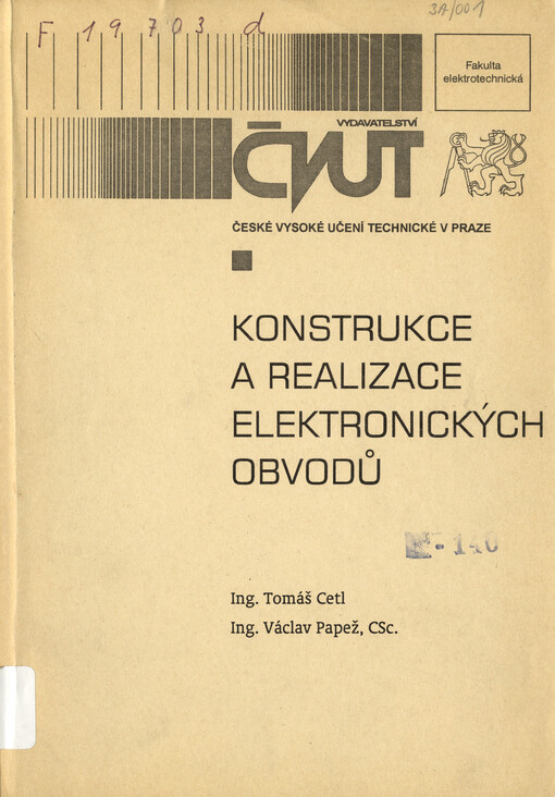 Konstrukce a realizace elektronických obvodů, Vyd. 1.
