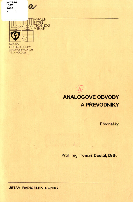 Analogové obvody a převodníky: přednášky