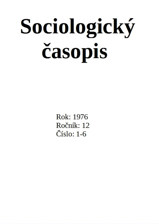 Sociologický časopis = Czech sociological review = Revue de sociologie = Sociological review = Sociologičeskij žurnal = Sociologische Zeitschrift