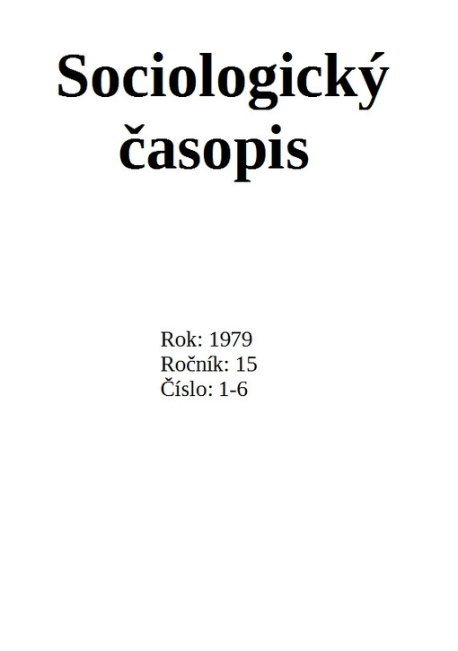 Sociologický časopis = Czech sociological review = Revue de sociologie = Sociological review = Sociologičeskij žurnal = Sociologische Zeitschrift