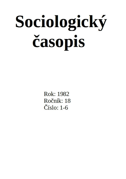 Sociologický časopis = Czech sociological review = Revue de sociologie = Sociological review = Sociologičeskij žurnal = Sociologische Zeitschrift