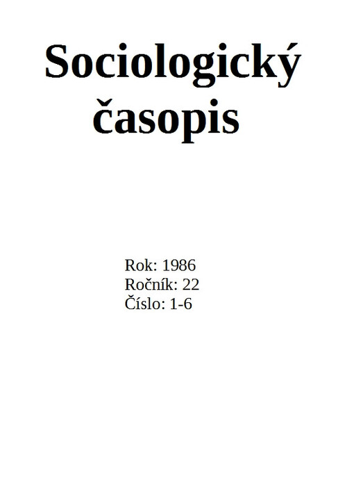 Sociologický časopis = Czech sociological review = Revue de sociologie = Sociological review = Sociologičeskij žurnal = Sociologische Zeitschrift