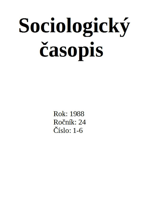 Sociologický časopis = Czech sociological review = Revue de sociologie = Sociological review = Sociologičeskij žurnal = Sociologische Zeitschrift