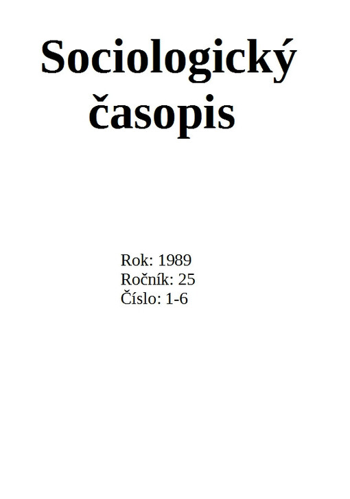 Sociologický časopis = Czech sociological review = Revue de sociologie = Sociological review = Sociologičeskij žurnal = Sociologische Zeitschrift