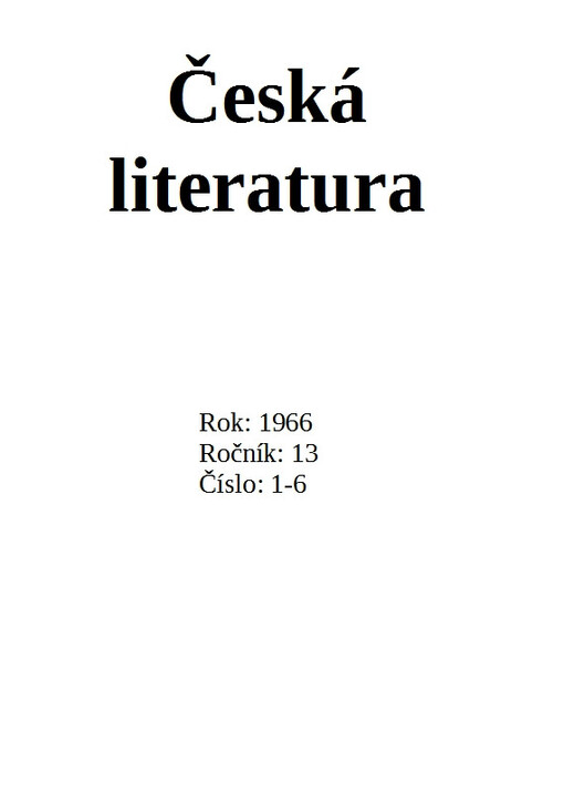 Česká literatura : časopis pro literární vědu