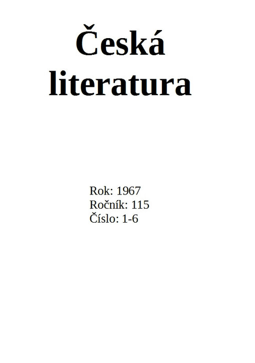 Česká literatura : časopis pro literární vědu