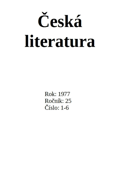 Česká literatura : časopis pro literární vědu
