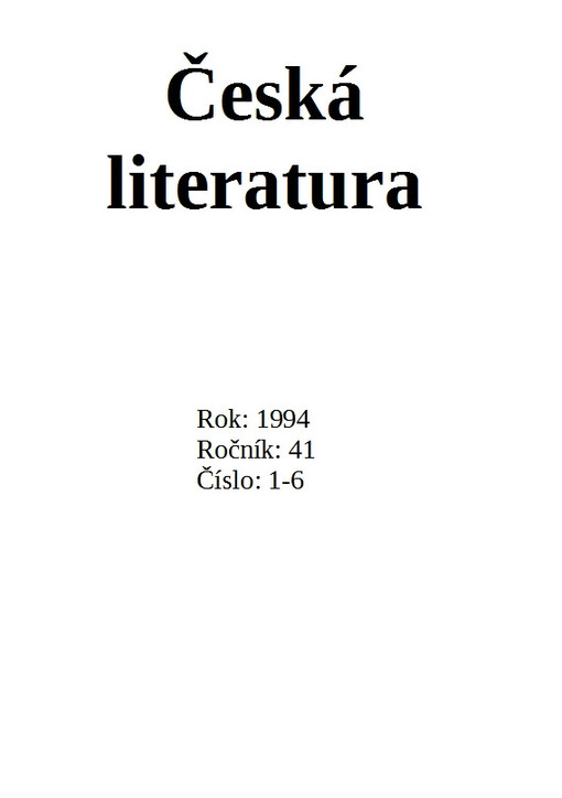 Česká literatura : časopis pro literární vědu