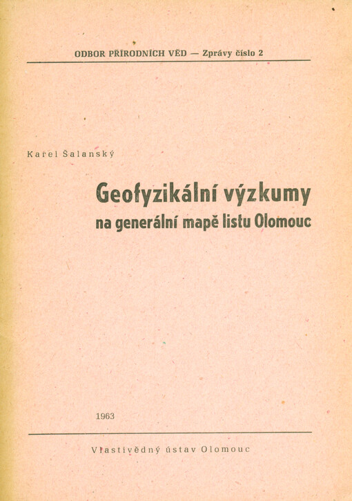Geofyzikální výzkumy na generální mapě listu Olomouc