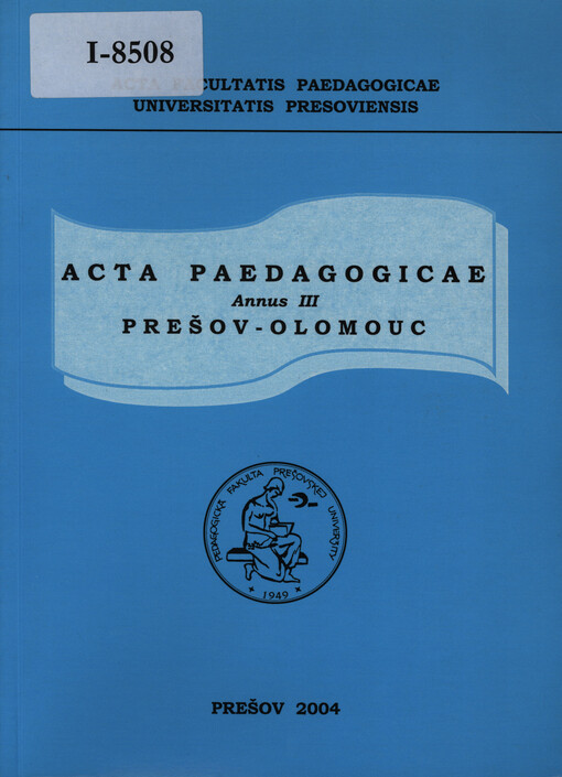 Acta paedagogicae. Annus III, Prešov - Olomouc