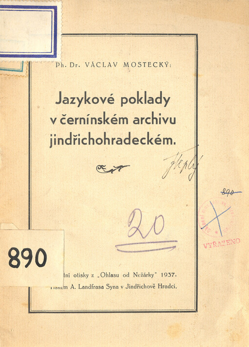 Jazykové poklady v černínském archivu jindřichohradeckém