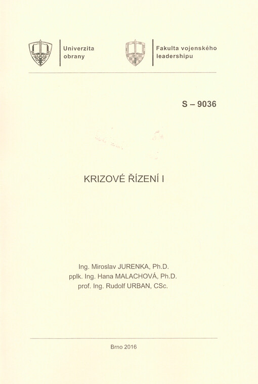 Krizové řízení I